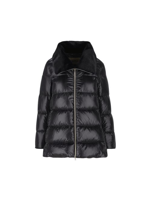Piumino da donna, lunghezza 3/4, collo in ecopellicia colore nero HERNO | PI002140D12017Z9300